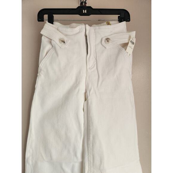 Anthropologie Maeve Cropped Ex High-Rise Wide-Leg Jeans Sz 23 Tall White #8D405 - Picture 4 of 14